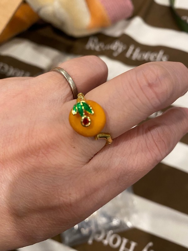 FLEXIBLE NEW*RARE*GORGEOUS GENUINE BUTTERSCOTCH AMBER稀有天然琥珀银镀金GOLDS925 RING