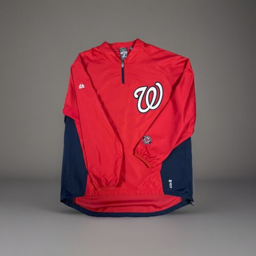 Majestic Cool Base Washington Nationals 1/4 Zip Pullover Windbreaker Men’s M