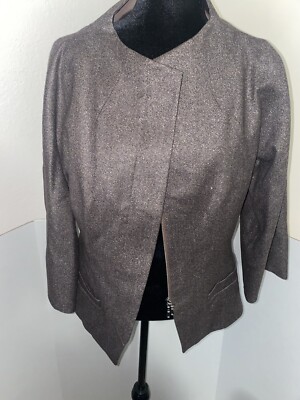 Escada Women's Dark Brown Shimmery Full ZIP NO COLLAR Jacket - Size 40 EU NWT