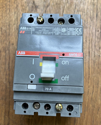ABB SACE S1 S1N070TL Type S1N 70A Circuit Breaker 277/480V 3 Pole 70 Amp HACR