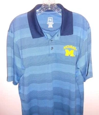 Classic Michigan Wolverines Men's Stripped Polo ProEdge Performance Shirt Size L
