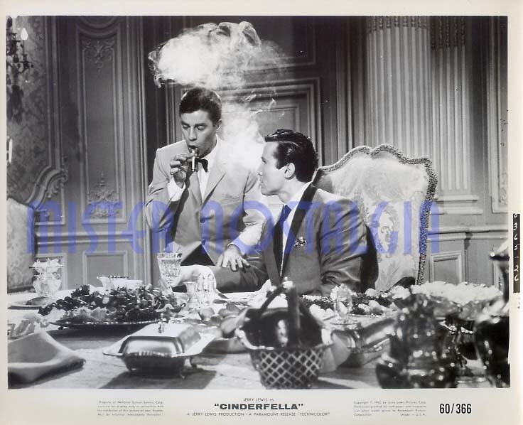 Vintage Photo 1960 Jerry Lewis smoking cigarette Cinderfella Henry Silva