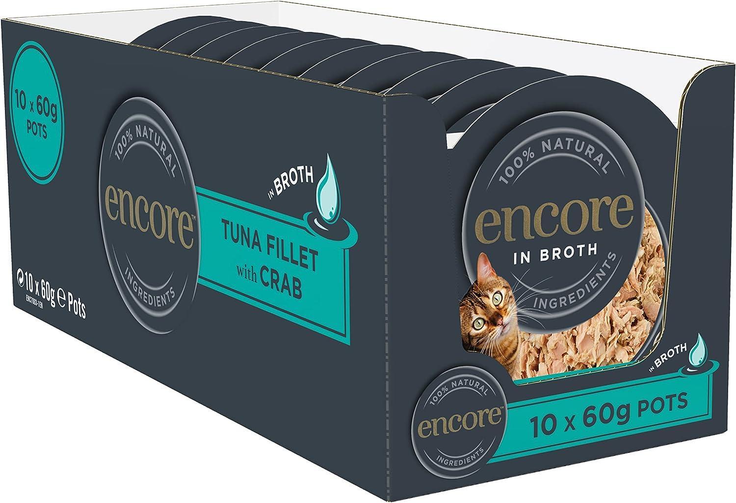 10 x 60g Encore Wet Cat Food Pot Succulent Tuna with Pacific Crab in Broth - Image 3