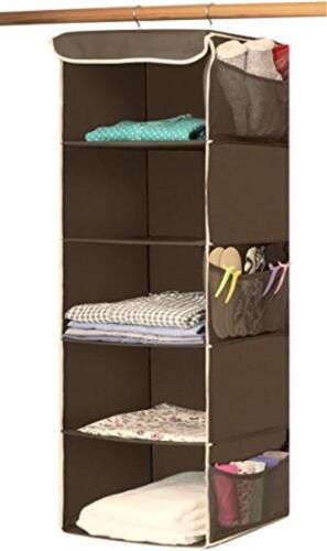SimpleHouseware 5 Shelves Hanging Closet Organizer, Brown  Assorted Colors  - Picture 1 of 43