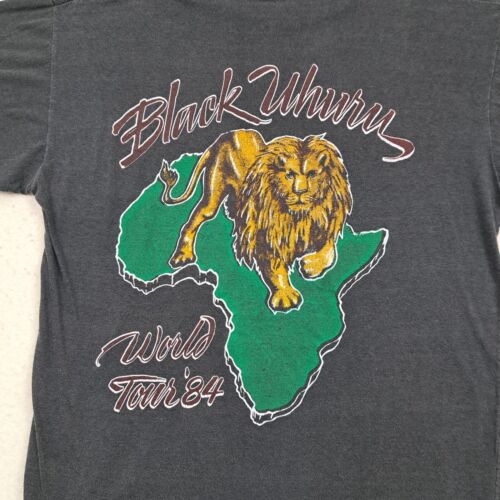 Vintage Black Uhuru T-Shirt Herren Medium Black Graphic 1984 World Tour RARE - Bild 9 von 11