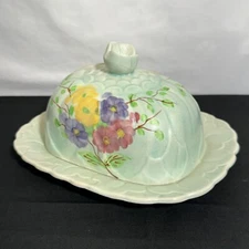 Rare Antique Radford Pottery England Half Stick Butter Dish Art Deco Era Floral