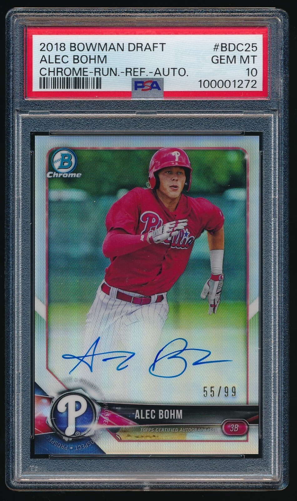 Alec Bohm 2018 Bowman Chrome Refractor Auto /99 PSA 10 Gem Mint Pop 5 Rookie
