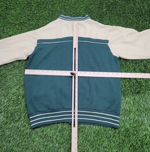 Vintage Wilson green/ ivory preppy varsity jacket soft zip sweatshirt. M - Picture 4 of 9