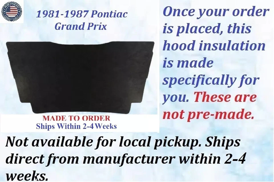 NUEVO 1981-1987 Pontiac Grand Prix CAPUCHA AISLAMIENTO GRIS/NEGRO REM #GPX-HIN-060 Foto 2 de 3