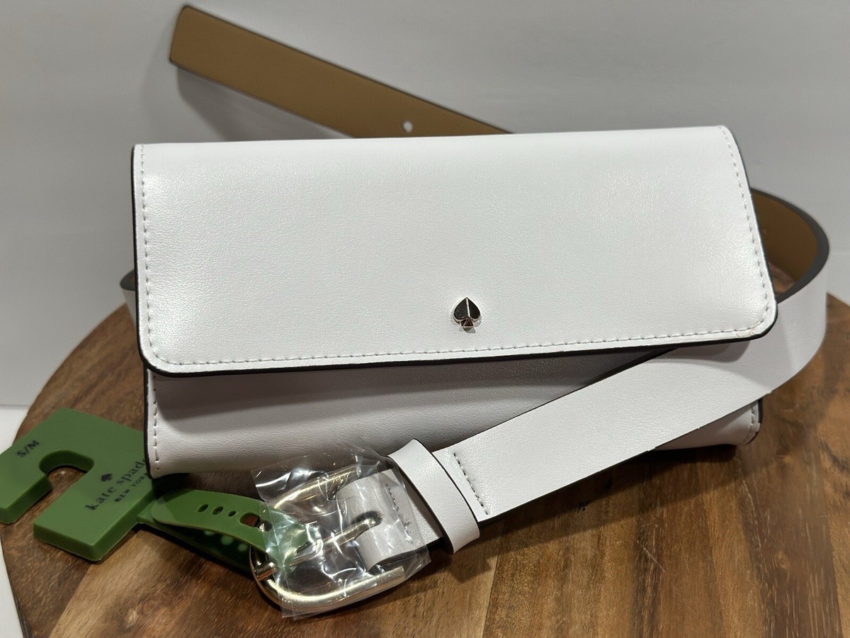 Kate Spade New York White Leather Bow Belt Bag Adjustable Fanny‎ Pack L/XL NEW KATE SPADE NEW YORK SMOOTH LEATHER BELT BAG WITH BOW AND  main image 4