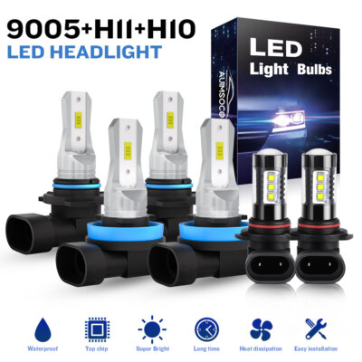 For 2007-2013 Toyota Tundra Combo 6x 6500K LED Headlight Hi/Lo + Fog Light Bulbs