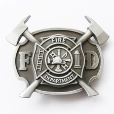 Fire Department FD Firefighter w/ Axes Belt Buckle