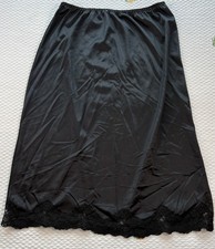 Vintage Bestform Black Slip Skirt Lace Trimmed With Side Slit Size Small 1206