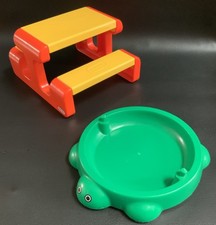 Vintage Little Tikes Dollhouse-Sized Green Turtle Sandbox W/O Lid Picnic Table