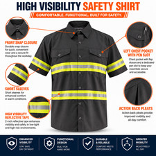 Premium High Visibility Hi Vis Reflective Safety Work Shirts - Half Sleeve