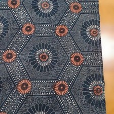 Indigo Vintage Textile Chrysanthemum Pattern 183x34 cm Handmade Japanese