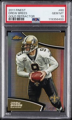 2011 FINEST GOLD REFRACTOR #60 DREW BREES 9/50 PSA 10