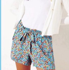 LOFT Blue Floral Paperbag Waist Cargo Shorts Size Small