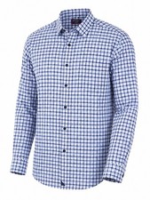 UNTUCKit Men's Casual Button-Down Shirt Blue Checked XL Regular Fit Long Sleeve