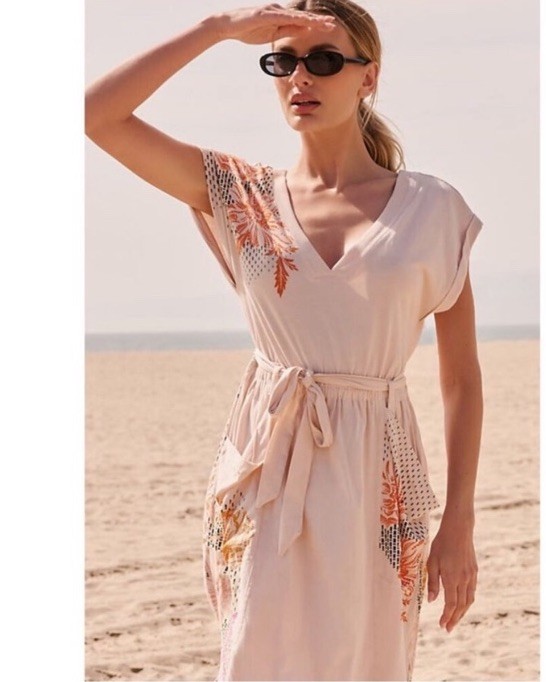 Anthropologie x Daily Practice Sundress Midi Dress V-Neck Tie Waist Pockets M