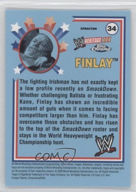 2008 Topps WWE Heritage Chrome X-Fractor Fit Finlay #34 - Image 2 of 2