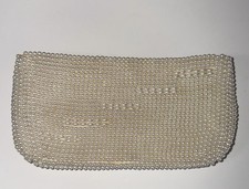 Vintage Faux Pearl Clutch Small Evening Bag Japan Beaded Design 8.5 x4.25