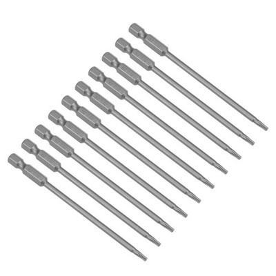 10pcs 100mm 1/4'' Hex Shank T10 Magnetic Torx Head screwdriver Bit S2