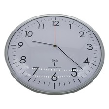 TFA Dostmann Analoge Wanduhr Funk, hohe Genauigkeit, Funkuhr, weiß/silber, 60.35