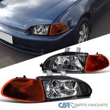 Fit 92-95 Honda Civic 4dr Sedan Black Headlightsdark Amber Corner Lamps Pair Fit 92-95 Honda Civic 4dr Sedan Black Headlightsdark Amber Corner Lamps Pair