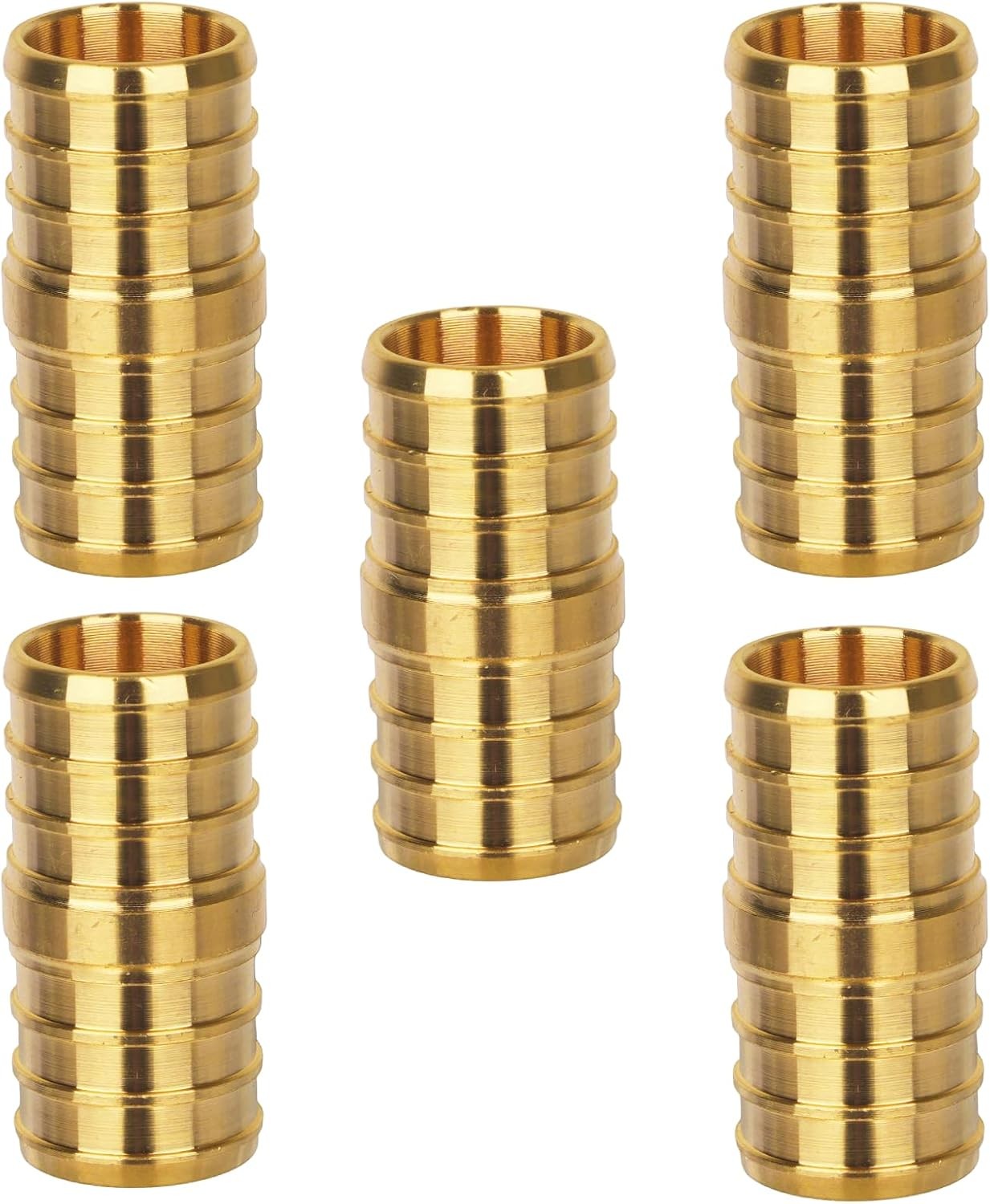 #NEW 5-Pack 3/4" PEX Coupling Brass Crimp Fittings NSF UPC Certified