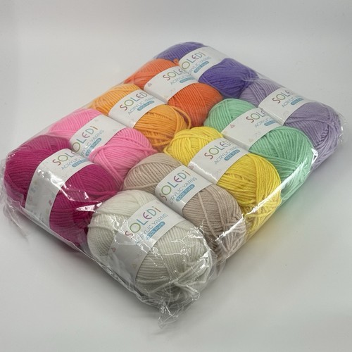 Lot of 10 Soledi Acrylic Yarn Skeins Mixed Colors 50g Craft Crochet Knit