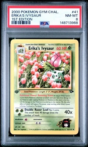Erika's Ivysaur 1st Edition 41/132 2000 Gym Challenge PSA 8 NM-MT