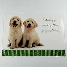 Golden Retriever Puppies Birthday Card Greeting ADORABLE! Matching Envelope 
