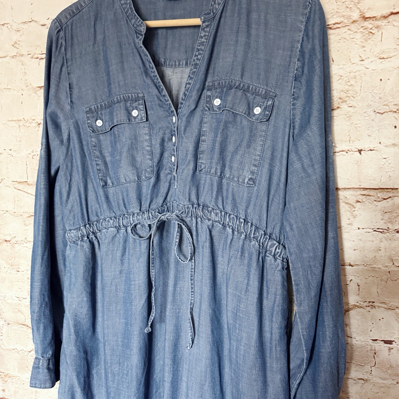 Gap Womens Maternity Chambray Drawstring Shirt Dr… - image 3