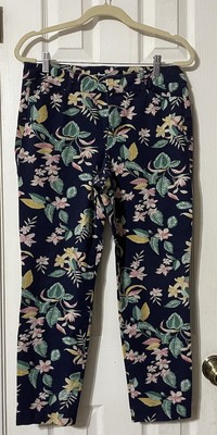 Old Navy Pixie Pants 12 Blue Floral High Rise Secret Slim Pockets
