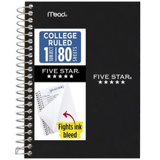Spiral Notebook, 1 Subject, College Ruled , 4-3/8" x 7", Small Size, 80 Sheet...