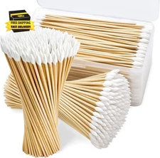 500 PCS 6-Inch Pointed Cotton Swabs with Storage Case, Precision Gun Cleaning Sw