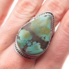 925 Sterling Silver Vintage Real Royston Turquoise Statement Ring Size 9