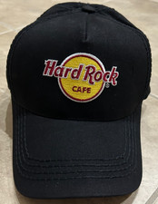 Hard Rock Cafe Jet Black w/ Classic Logo Baseball Hat Cap Strap Back NEW