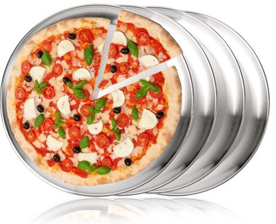 4 Pack Stainless Steel Pizza Pan, 13-1/2 Inch Tray Oven Crisper, Round Sheet ...