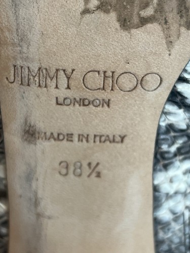Jimmy Choo Diane 100 Black & Cream Snake Print Sandals Heel Gloss EU 38.5 / US 8 - Picture 18 of 19