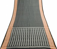 Sushila Vintage Black 100 Pure Cotton Saree Geometrical Woven Sari Craft Fabric