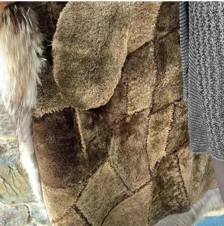 ESCADA Brown Patch Work Lambs Leather Coat With R… - image 10