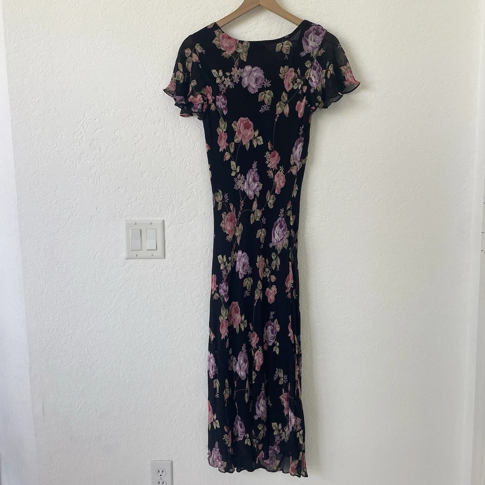 Maxi Vestido Sin Mangas Floral Negro Años 90 Lola P Para Mujer Y2K Talla S Hada Capricho Foto 2 de 4