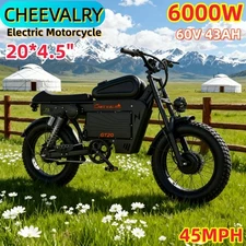 Electric Dirt Bike Peak 6000W 60V 43AH Bicycle 45MPH Motorcycles for Teens Adult
