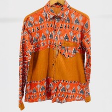 Vintage 60s Polynesian Hawaiian Tropical Funky Cotton Button Down Shirt