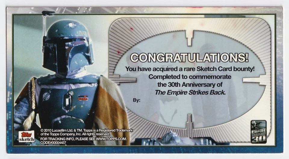 Star Wars Empire Strikes Back 3D Widevision Sketch Card Falcon Crew RETAIL 1/1 - Image 2 of 2