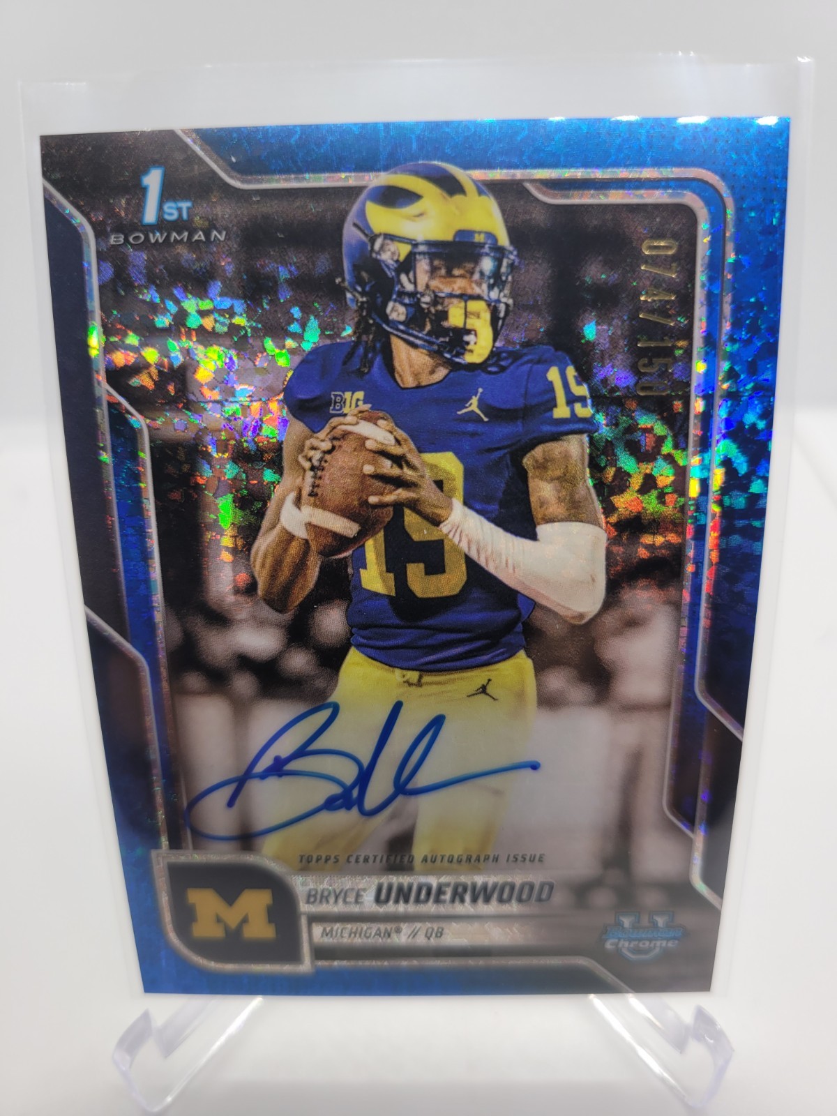 2025 Bowman Chrome U Bryce Underwood On-card Auto 1st Bowman 74/150 Blue Diamond