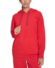 Calvin Klein Women's Eco Fleece Logo Pullover Hoodie Salsa M