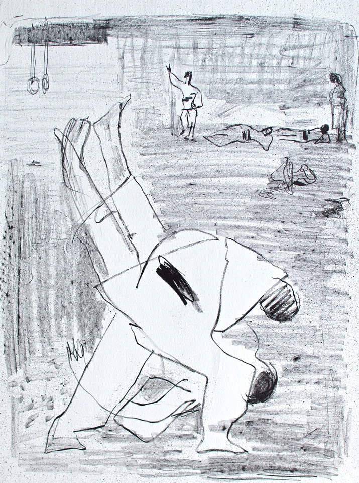Dieter Goltzsche Judo Sport Kampf Lithographie 1976 signiert ostdeutsche Kunst - Bild 3 von 4
